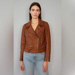 NWOT Women’s Dance & Marvel Rust Faux Leather Moto Jacket Large